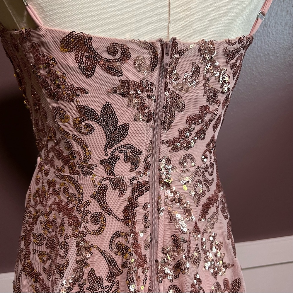 Elegant Pink Dusty Rose Sequin Dress - Picture 6 of 11